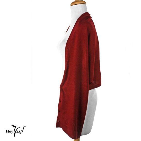 Burgundy Scarf, Shawl, Shrug - 22" x 60" - Creative Button Up Style from Hey Viv - Picture 2 of 4